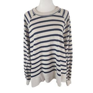 Aerie East West Crew Sweatshirt Navy Striped Size Women's Large